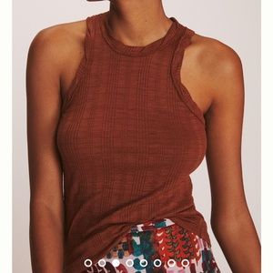 Pilcro ribbed tank in color bourbon